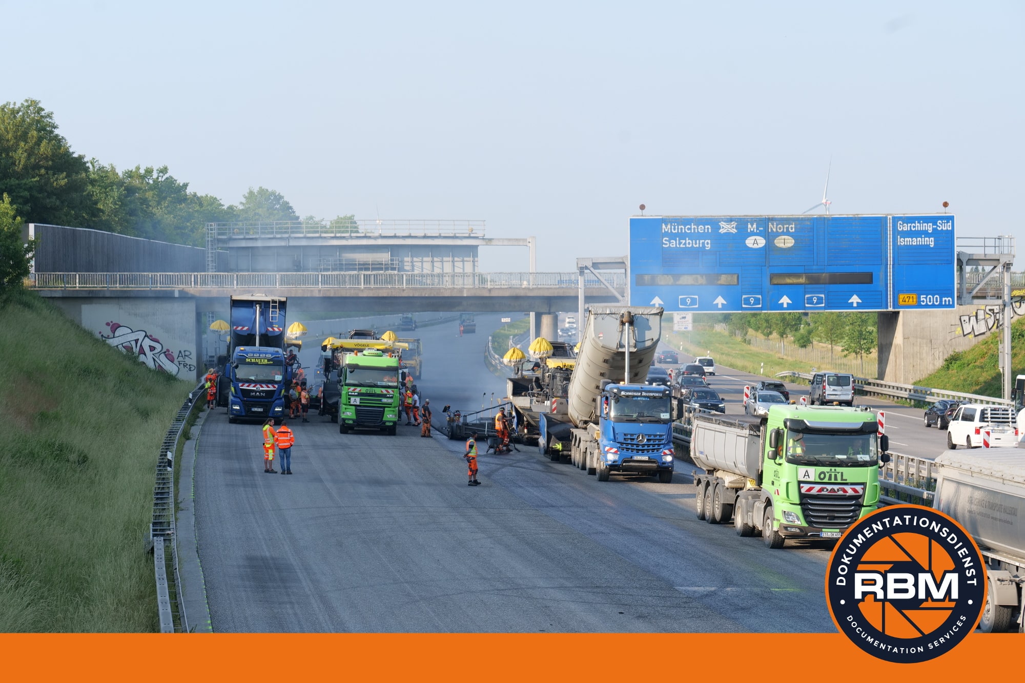 Fahrbahnerneuerung A9 A 9 München Autobahn Asphalt